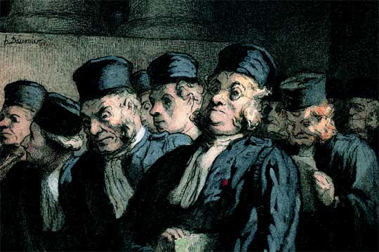 Honoré Daumier, Abogados y jueces antes de la audiencia (hacia 1862)
